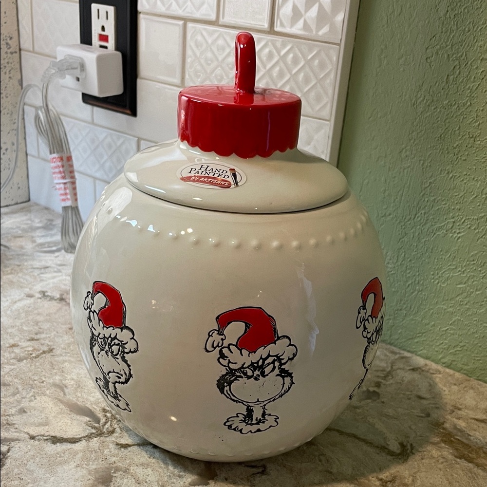 Dr. Seuss Grinch Cookie Jar with Red Top